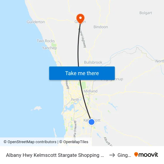 Albany Hwy Kelmscott Stargate Shopping Ctr to Gingin map