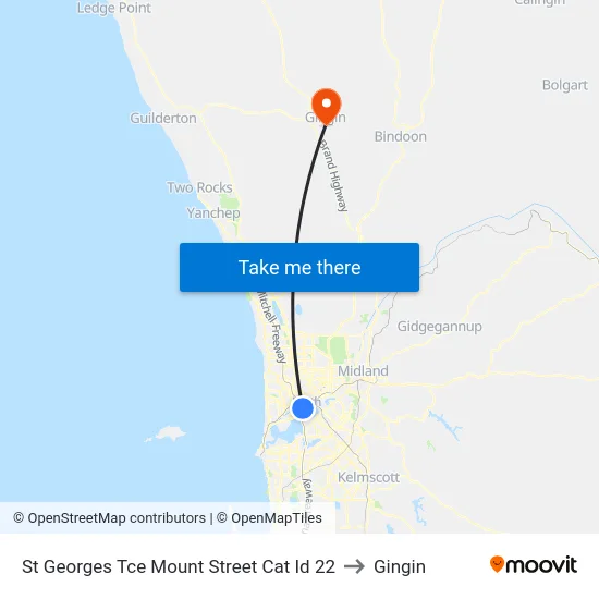 St Georges Tce Mount Street Cat Id 22 to Gingin map