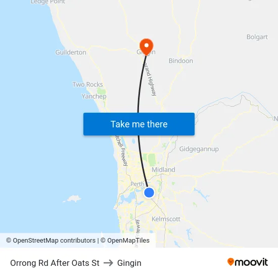 Orrong Rd After Oats St to Gingin map