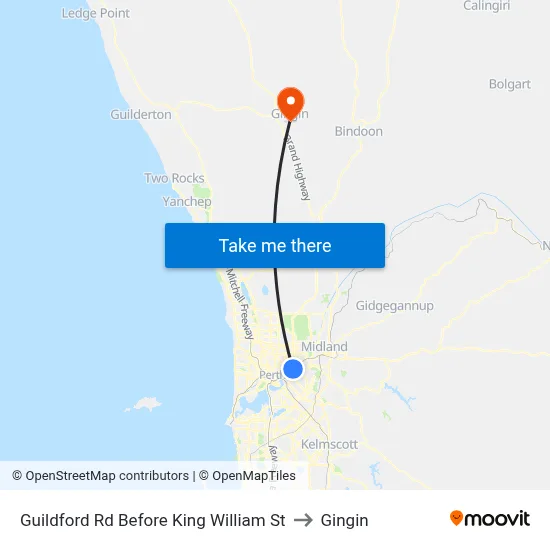 Guildford Rd Before King William St to Gingin map