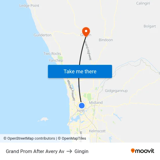 Grand Prom After Avery Av to Gingin map