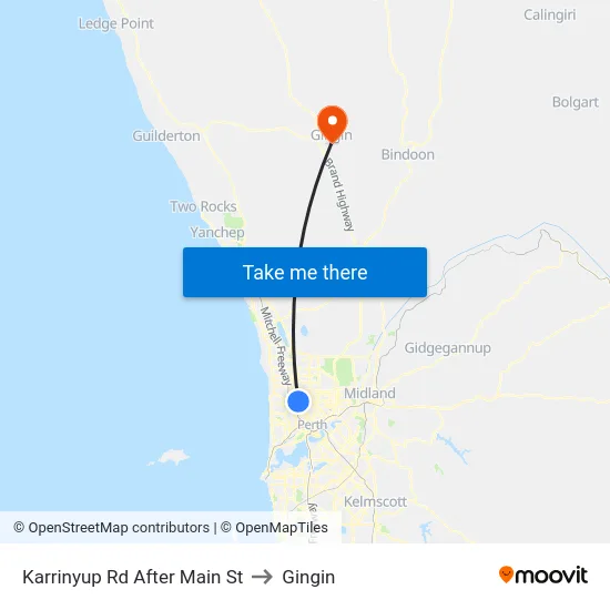 Karrinyup Rd After Main St to Gingin map