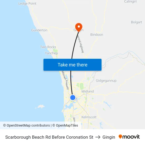 Scarborough Beach Rd Before Coronation St to Gingin map