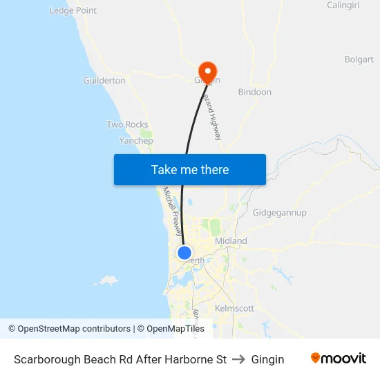 Scarborough Beach Rd After Harborne St to Gingin map