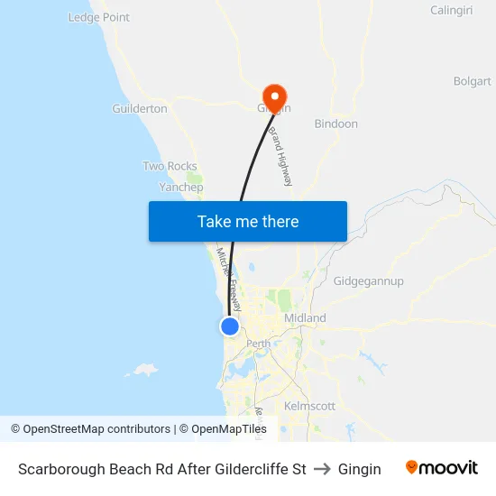 Scarborough Beach Rd After Gildercliffe St to Gingin map