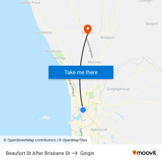 Beaufort St After Brisbane St to Gingin map