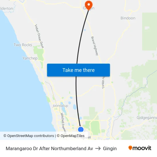 Marangaroo Dr After Northumberland Av to Gingin map