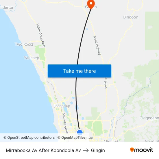 Mirrabooka Av After Koondoola Av to Gingin map