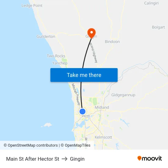 Main St After Hector St to Gingin map
