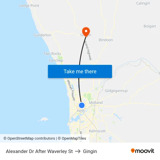 Alexander Dr After Waverley St to Gingin map