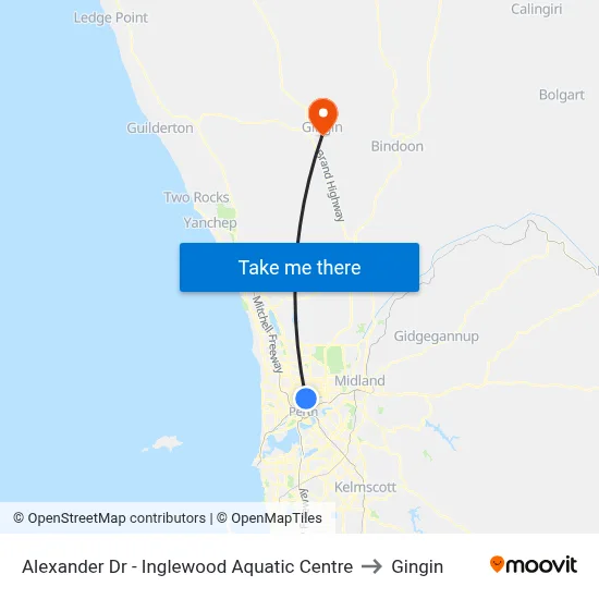 Alexander Dr - Inglewood Aquatic Centre to Gingin map