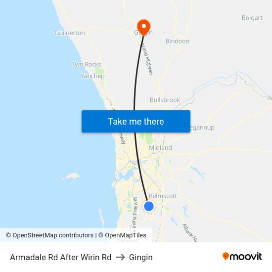 Armadale Rd After Wirin Rd to Gingin map