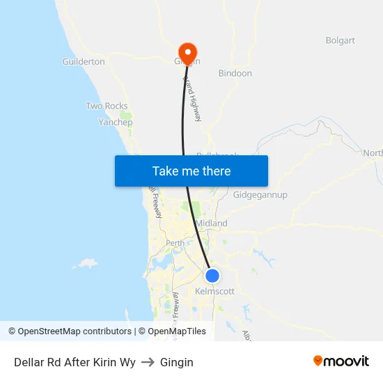 Dellar Rd After Kirin Wy to Gingin map