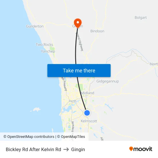 Bickley Rd After Kelvin Rd to Gingin map