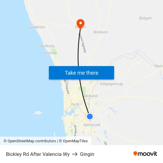 Bickley Rd After Valencia Wy to Gingin map