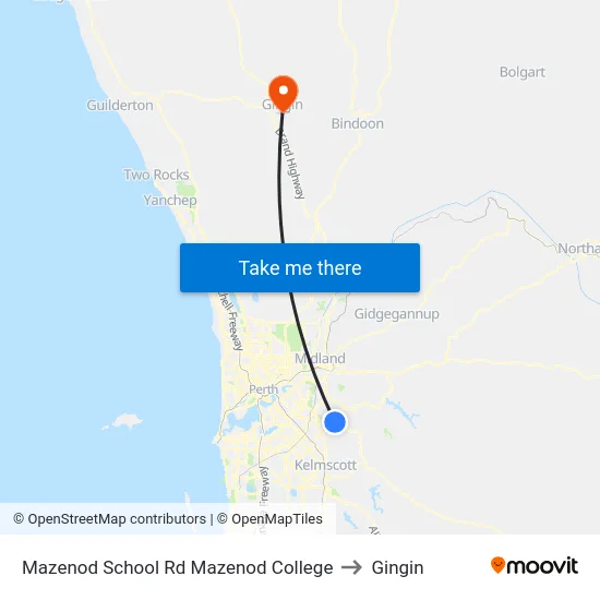 Mazenod School Rd Mazenod College to Gingin map