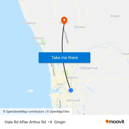 Hale Rd After Arthur Rd to Gingin map