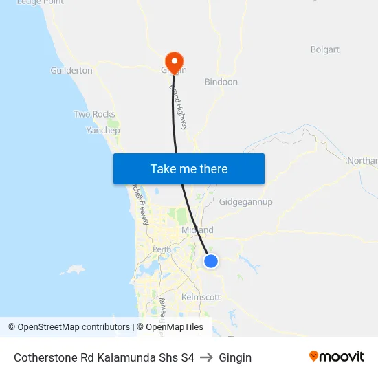 Cotherstone Rd Kalamunda Shs S4 to Gingin map