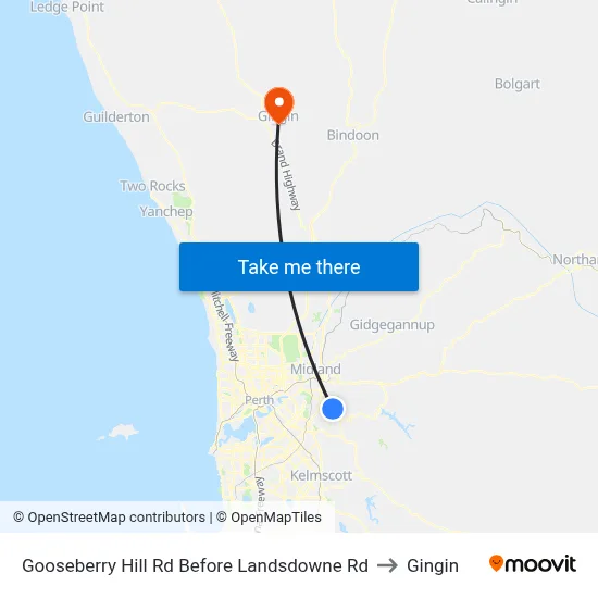 Gooseberry Hill Rd Before Landsdowne Rd to Gingin map