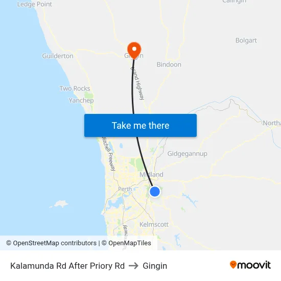 Kalamunda Rd After Priory Rd to Gingin map