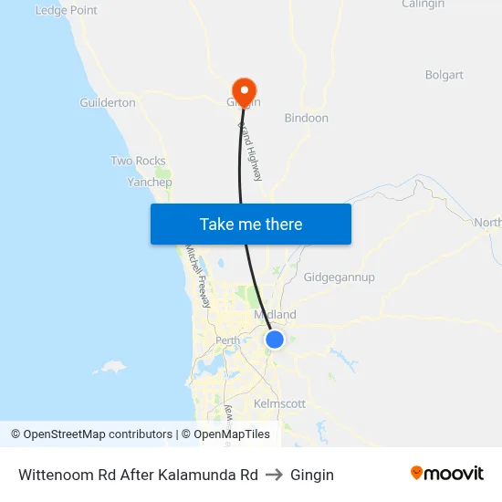 Wittenoom Rd After Kalamunda Rd to Gingin map
