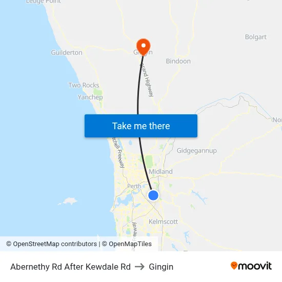 Abernethy Rd After Kewdale Rd to Gingin map