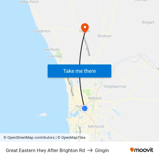 Great Eastern Hwy After Brighton Rd to Gingin map