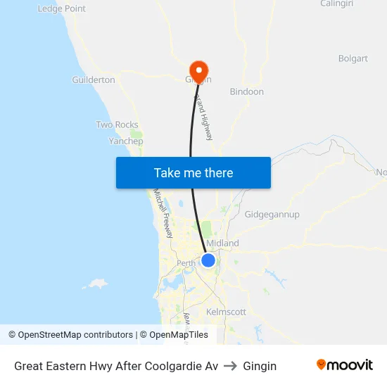 Great Eastern Hwy After Coolgardie Av to Gingin map