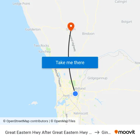 Great Eastern Hwy After Great Eastern Hwy Bypass to Gingin map