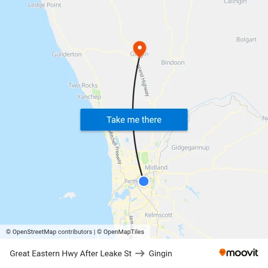 Great Eastern Hwy After Leake St to Gingin map