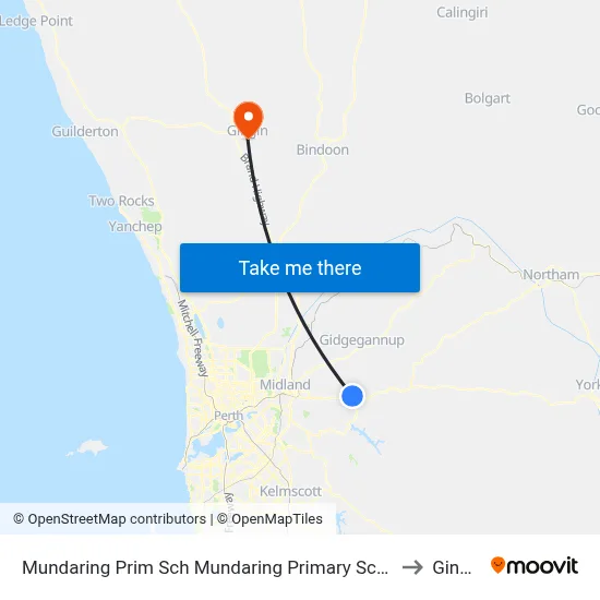 Mundaring Prim Sch   Mundaring Primary School to Gingin map