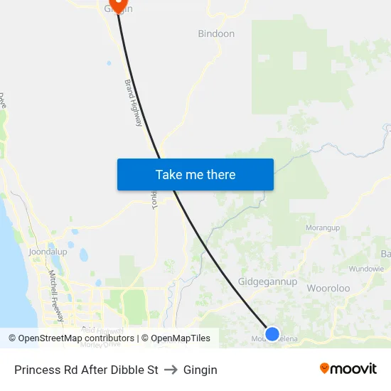 Princess Rd After Dibble St to Gingin map