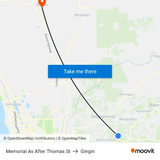 Memorial Av After Thomas St to Gingin map
