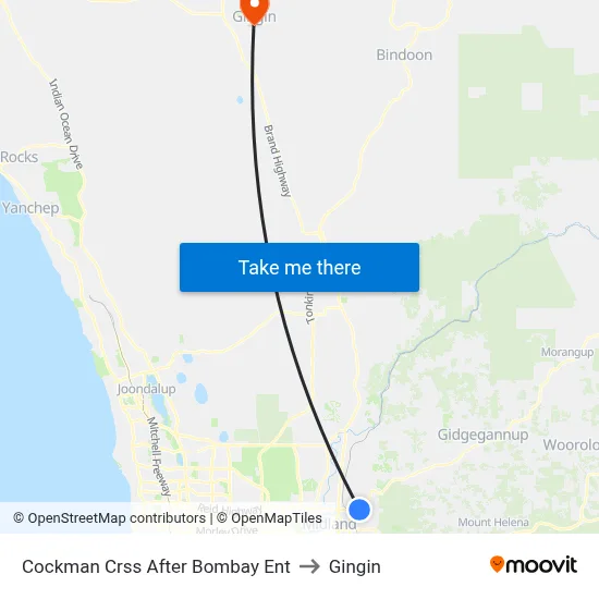 Cockman Crss After Bombay Ent to Gingin map