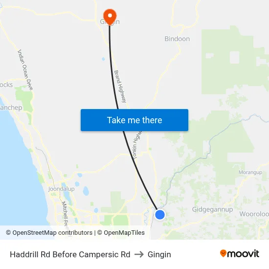 Haddrill Rd Before Campersic Rd to Gingin map