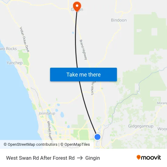 West Swan Rd After Forest Rd to Gingin map