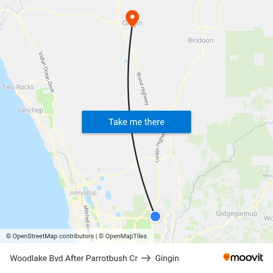 Woodlake Bvd After Parrotbush Cr to Gingin map