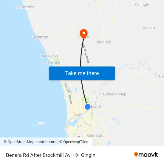 Benara Rd After Brockmill Av to Gingin map