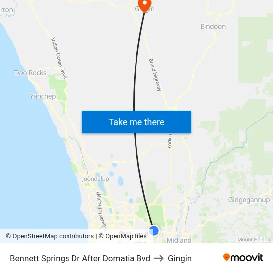 Bennett Springs Dr After Domatia Bvd to Gingin map