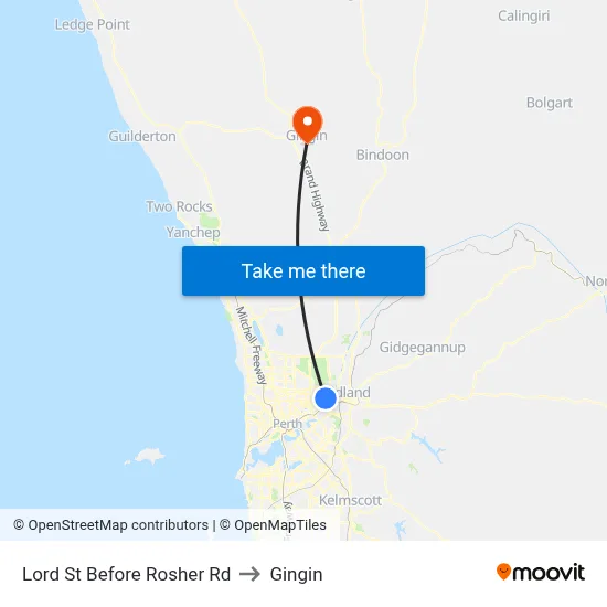 Lord St Before Rosher Rd to Gingin map