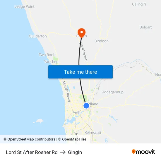 Lord St After Rosher Rd to Gingin map