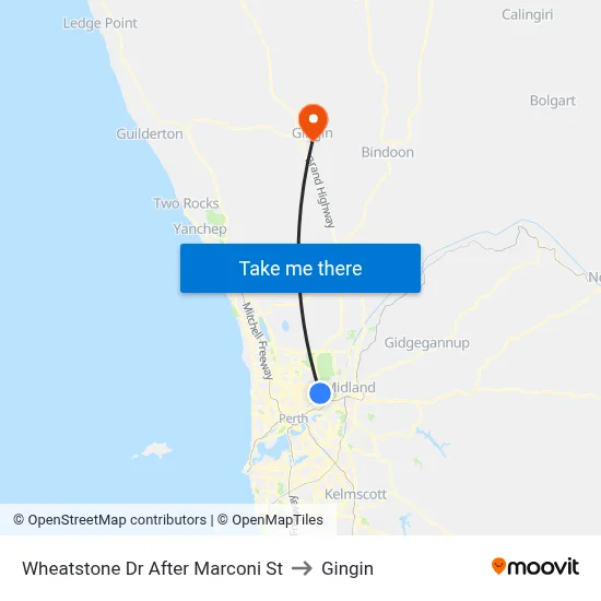 Wheatstone Dr After Marconi St to Gingin map