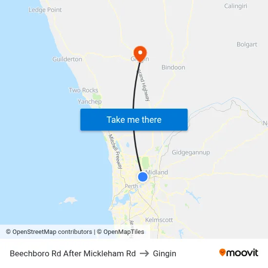 Beechboro Rd After Mickleham Rd to Gingin map
