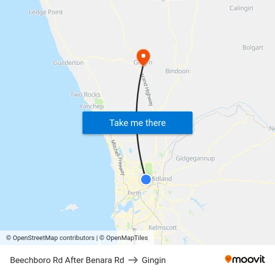 Beechboro Rd After Benara Rd to Gingin map