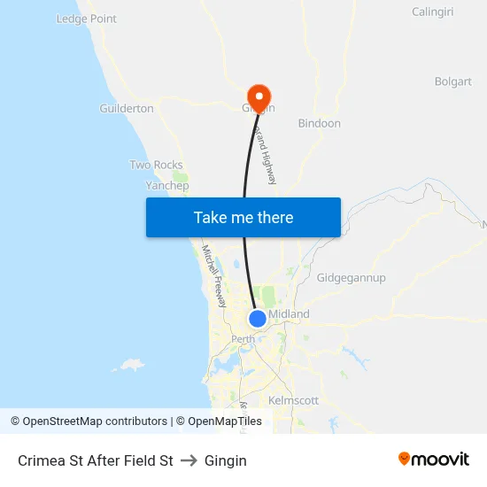 Crimea St After Field St to Gingin map