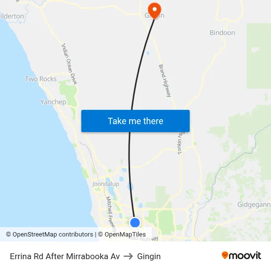 Errina Rd After Mirrabooka Av to Gingin map