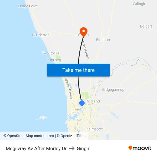 Mcgilvray Av After Morley Dr to Gingin map
