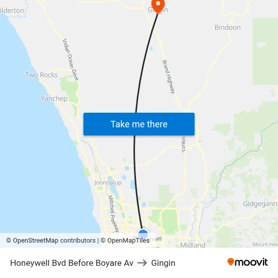 Honeywell Bvd Before Boyare Av to Gingin map