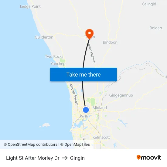 Light St After Morley Dr to Gingin map