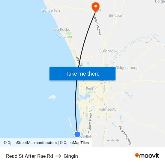 Read St After Rae Rd to Gingin map